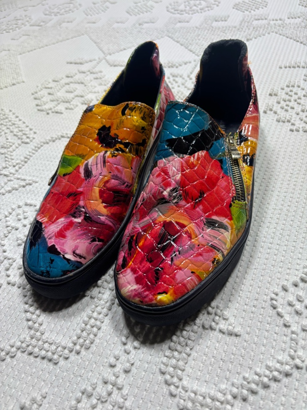 Casa di macinare Multicolor Floral Quilted Slip-On Sneakers abstract women’s 9